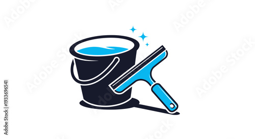 Cleaning bucket and squeegee icon for household chores.