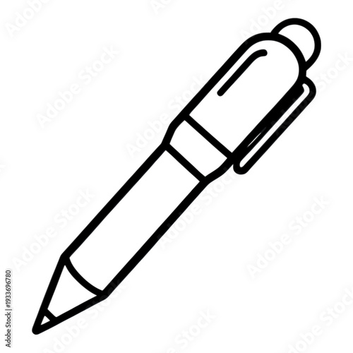 Outline Fountain Pen with Clip UI Icon for App UI