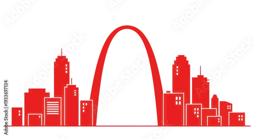 St. Louis Skyline, Gateway Arch, Cityscape, Red Silhouette, Urban Design