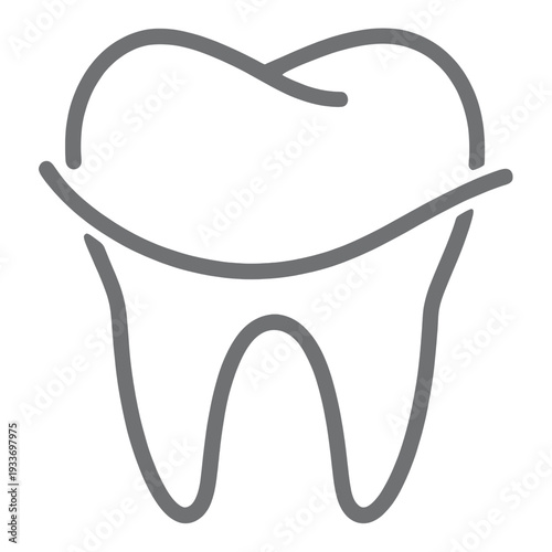 Outline Tooth With Root Structure Line Icon for App UI
