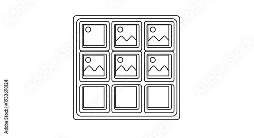 Grid of nine squares with three images inside.