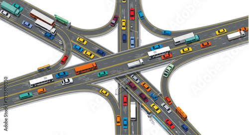 Toy Cars on Highway Interchange.