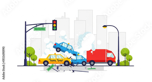 Tow Truck Towing Car Accident Scene.