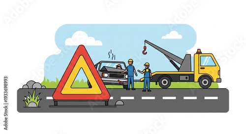 Tow Truck Towing Broken Car.