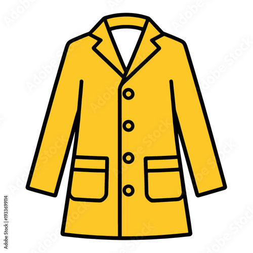 Yellow Lab Coat Outline Vector Icon for Web Interface with Button Details