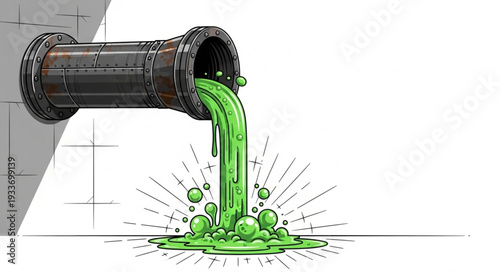 Toxic Waste Leaking from Pipe.