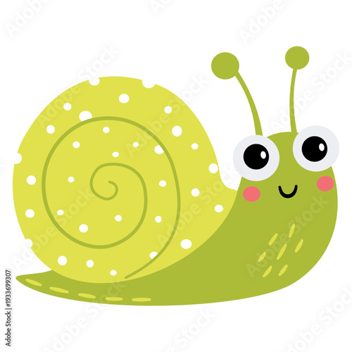 Cute bright snail, flat vector illustration in a simple children's style. Vector illustration