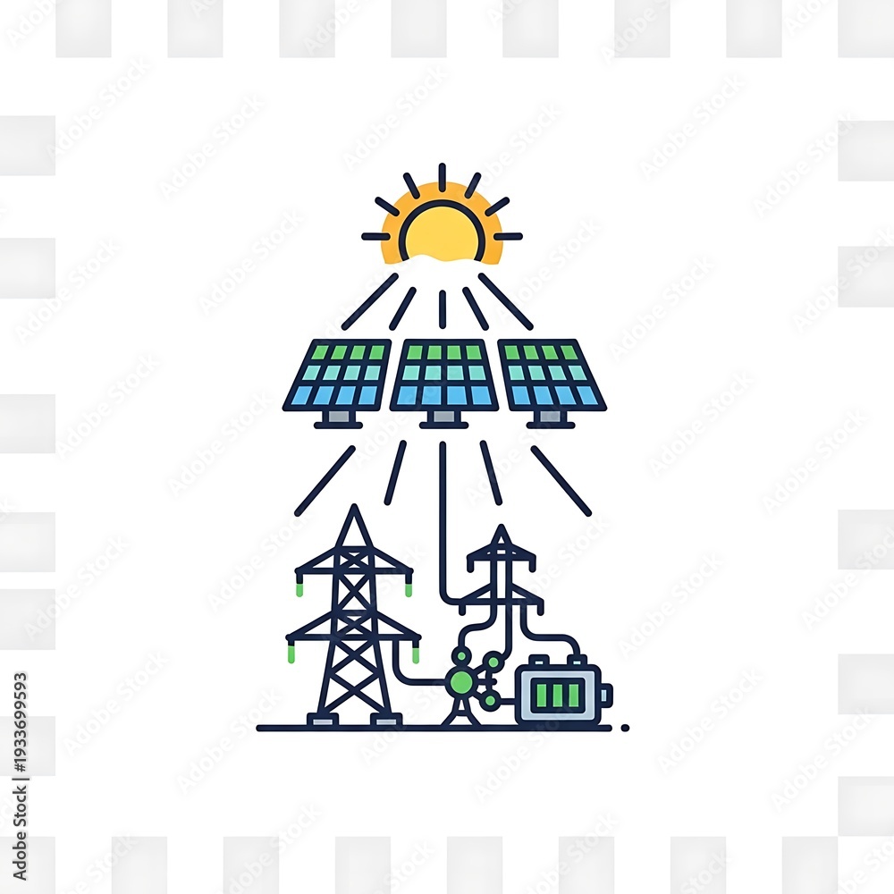 Naklejka premium Renewable Energy Solar Power Generation System.