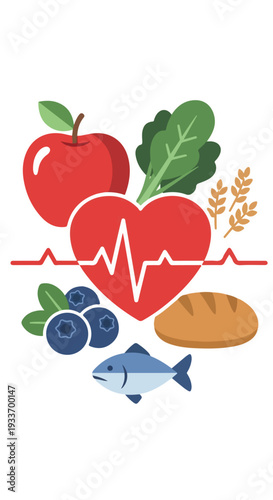 Healthy eating for a happy heart concept