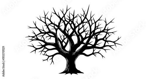 A barren tree stands alone in a stark landscape vector illustration