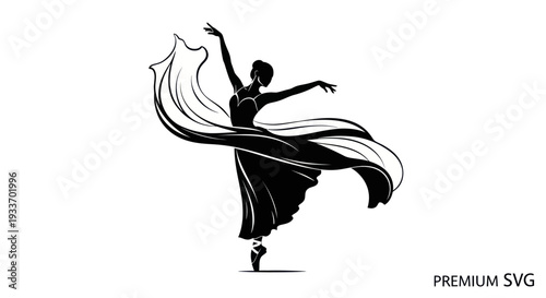 Elegant Ballet Dancer Silhouette with Flowing Fabric