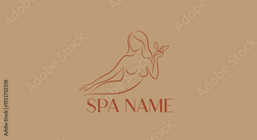 Elegant spa logo featuring a serene woman in a reclining pose.