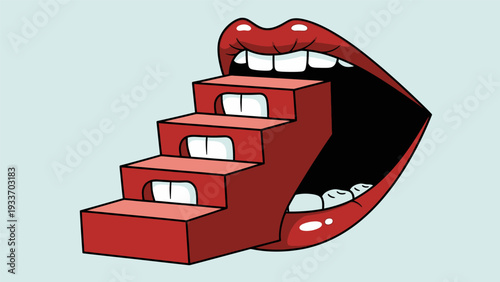 Mouth with Stairs Leading Inside Open Lips.