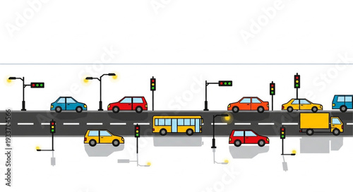 Traffic on Highway with Vehicles.