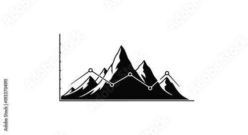 Mountain peak graph representing business growth and financial success with rising trends.