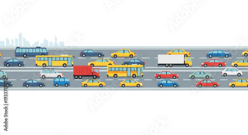 Traffic Jam with Vehicles on Highway.