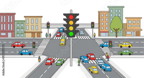 Traffic Light at City Intersection.