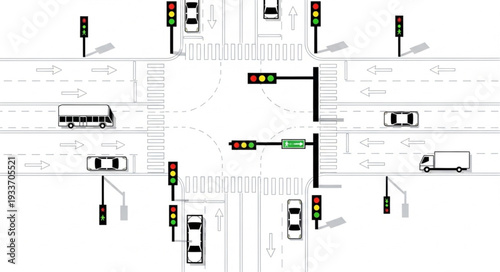 Traffic Lights at City Intersection.