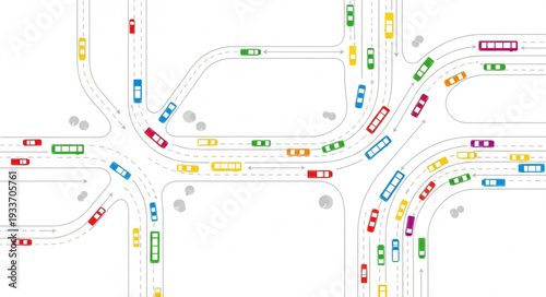 Traffic Map with Colored Vehicles.