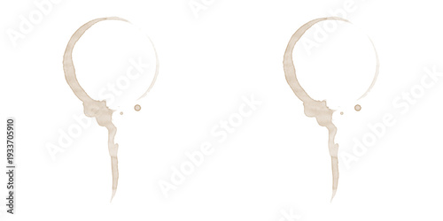 Obraz na plátně Brown coffee stains on transparent background