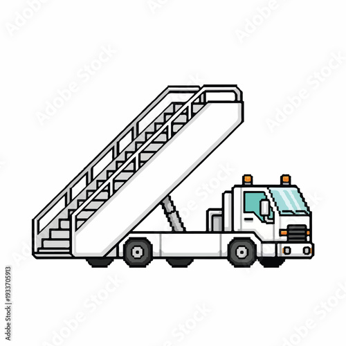 Aircraft Passenger Stair Truck Vector Illustration