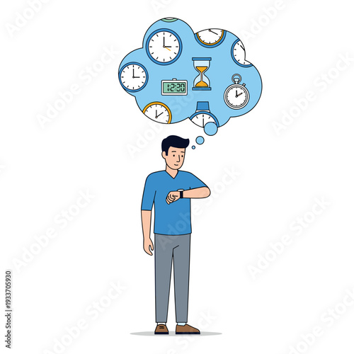 Man Thinking About Time Management.