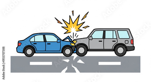 Two Cars Colliding on Road.