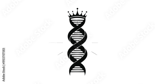 Majestic DNA helix crowned with a royal symbol, representing biological leadership and scientific discovery.