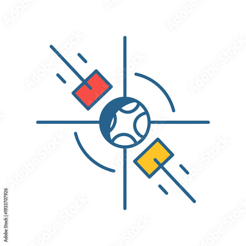 Dynamic flat design soccer ball with target crosshairs isolated on transparent background, isolated on white background, Vector