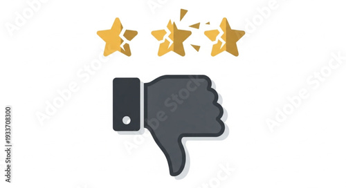 Customer feedback thumbs down with three stars above.