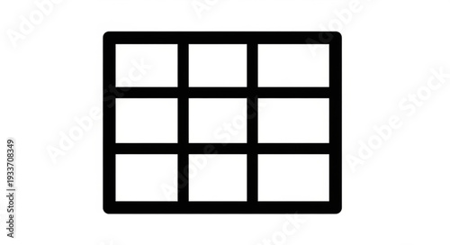 Simple Grid Layout Icon with Nine Equal Squares.
