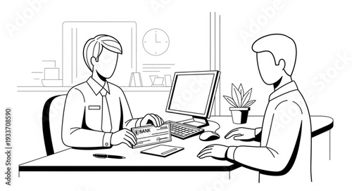 Two Men Working Together Office.