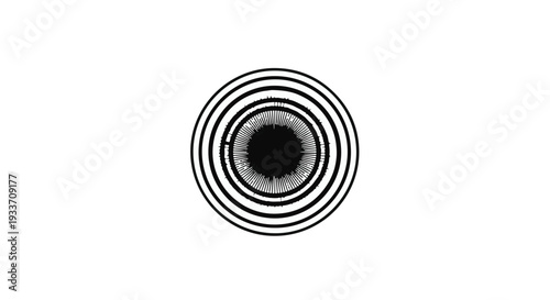 Intense close-up of a human eye with concentric rings, symbolizing focus and perception