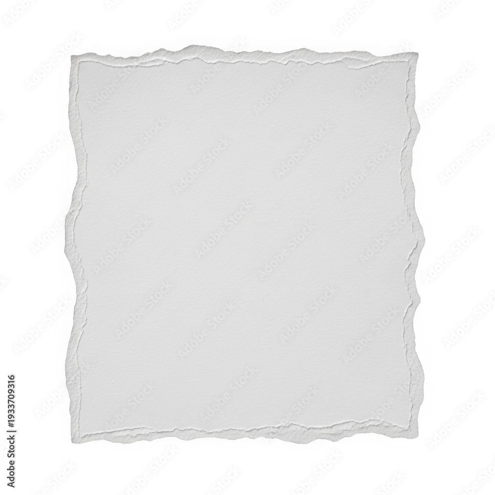 Fototapeta premium Blank white paper scrap with torn rough edges on transparent background