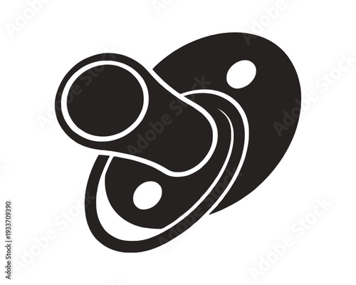 Baby silhouette Black and white abstract interconnected circular and teardrop shapes symbol