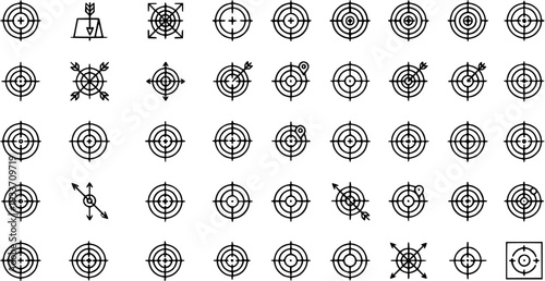 Target Icons Set: Minimalist Bullseye Symbols for Focus, Accuracy, and Goals