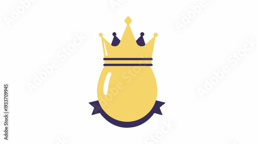 Golden Crown Icon on Yellow Shield.