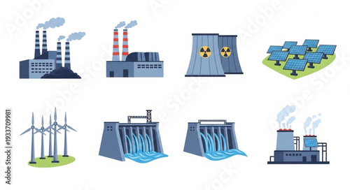 Various Power Plants and Renewable Energy.
