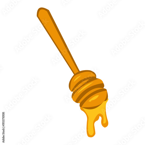 Honey dipper with dripping honey isolated vector