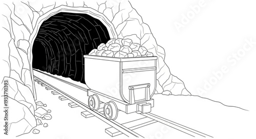 Underground Mine Cart Illustration.
