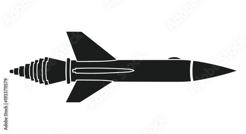 A sleek black silhouette of a futuristic rocket soaring through space a dynamic design silhouette high quality professional