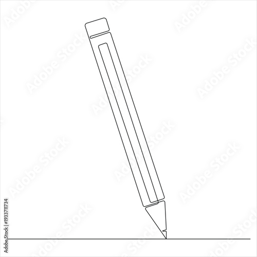 Pencil continuous oneline drawing vector illustration