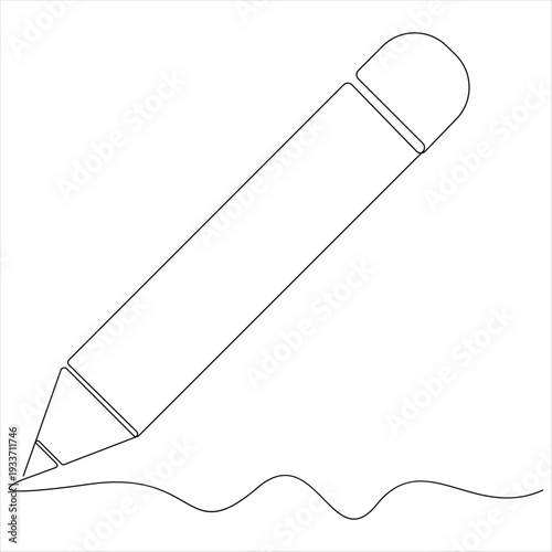 Pencil continuous oneline drawing vector illustration