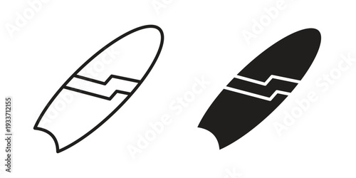 Surf board icon illustration isolated on White background, Vector icon Eps10.