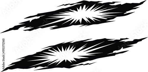 Black Abstract Splatter Decals with Starburst Effect for Vehicles