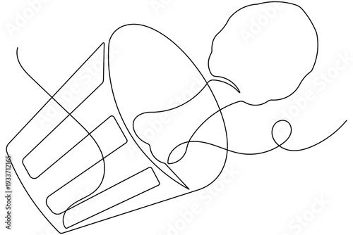 Fried chicken piece one line sketch modern minimalist food icon