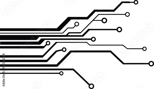 Circuit Board Lines Connecting Digital Data Streams Abstract Technology Background