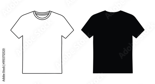 A contrasting visual of a white t shirt alongside its black silhouette representation high quality professional detailed modern elegant
