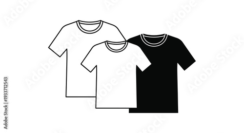 Two t shirts one white and one black are displayed in a stark contrast silhouette high quality professional detailed