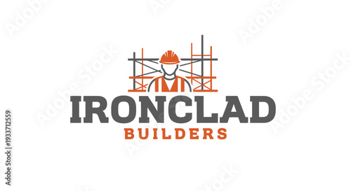 Ironclad Builders Logo Construction Worker Scaffolding.